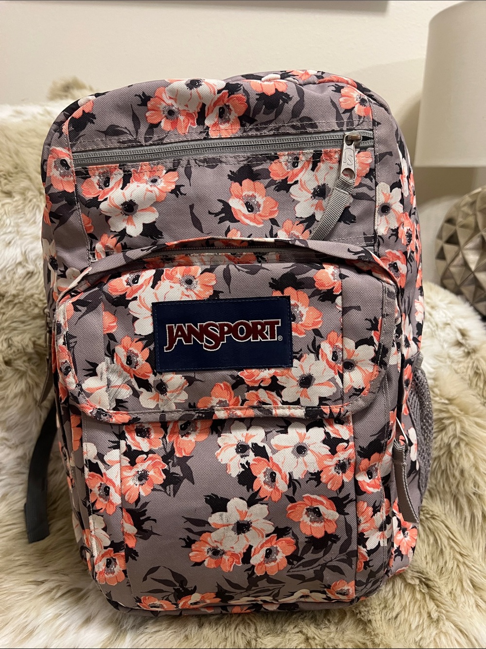 JanSport Student Backpack in "Coral Sparkle Pretty Posey"
